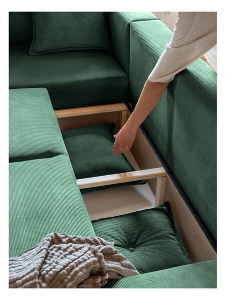 Divano letto in velluto a coste verde (variabile) Lazy Lukka - Miuform