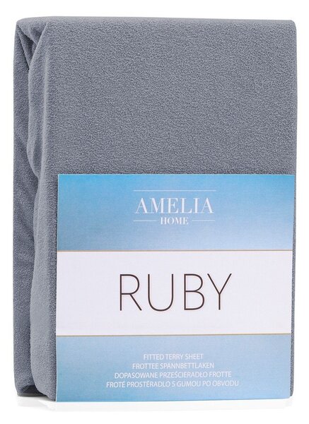 Lenzuolo con angoli grigio in terry 180x200 cm Ruby – Restilo