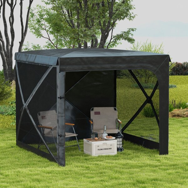 Gazebo da Giardino Pieghevole con Tende e Zanzariere 2x2,5m e Borsa di Trasporto Nero