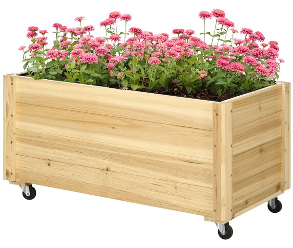 Fioriera da Giardino con Foro di Drenaggio e Rotelle 89x48x47 cm in Legno di Abete Naturale