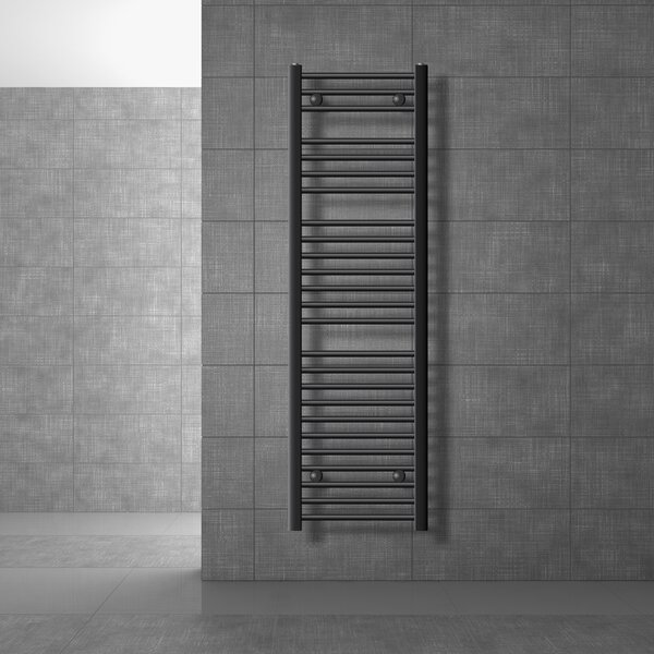 LuxeBath radiatore bagno Sahara - 400 x 1500 mm - antracite - diritto con attacco laterale - radiatore scaldasalviette asciugacapelli, senza elemento riscaldante