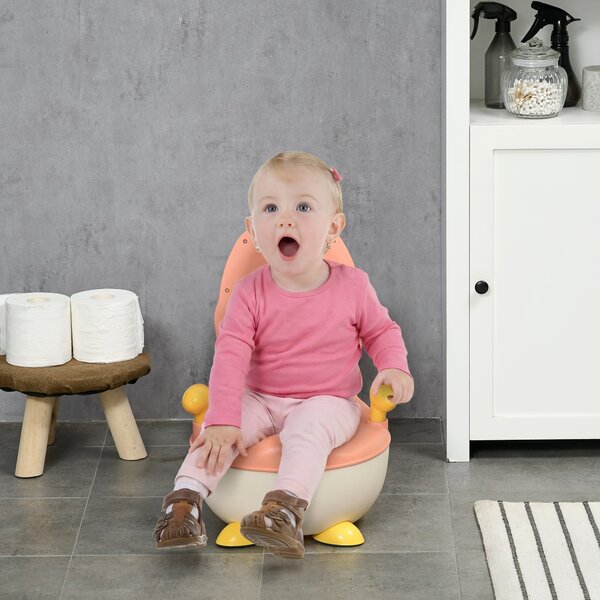ZONEKIZ Vasino per Bambini con Schienale, Vaschetta Rimovibile e Braccioli, Età 6 Mesi-3 Anni, Rosa|Aosom