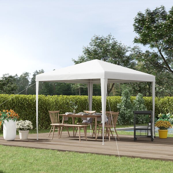 Gazebo da Giardino per Esterno e Interno 2,7x2,7m Telaio in Acciaio Bianco