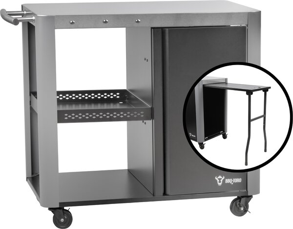 Carrello per barbecue BBQ-Toro 95 x 50 x 80 cm, tavolo da barbecue argentato con ampia superficie di lavoro, tavolo da portata per barbecue