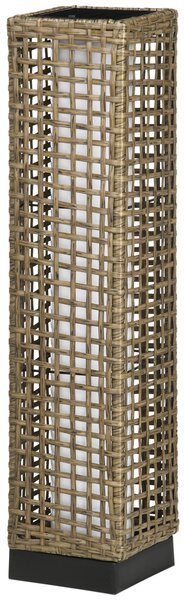 Lampada Solare da Giardino con Pannello di Ricarica 15,5x15,5x69 cm in Acciaio e Rattan Nero e Marrone
