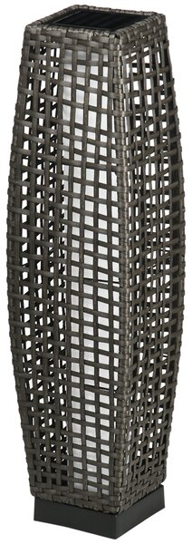 Lampada Solare da Giardino con Pannello di Ricarica 21x21x78 cm in Acciaio e Rattan Nero e Grigio