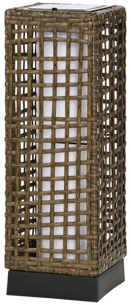 Lampada Solare da Giardino con Pannello di Ricarica 15,5x15,5x46 cm in Acciaio e Rattan Nero e Marrone