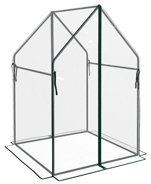Mini Serra da Giardino con 2 Porte Avvolgibili 90x90x145 cm Copertura in PE Trasparente