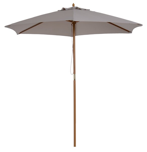 Ombrellone da Giardino a 6 Stecche 2,5x2,3m in Legno e Tessuto Poliestere Grigio