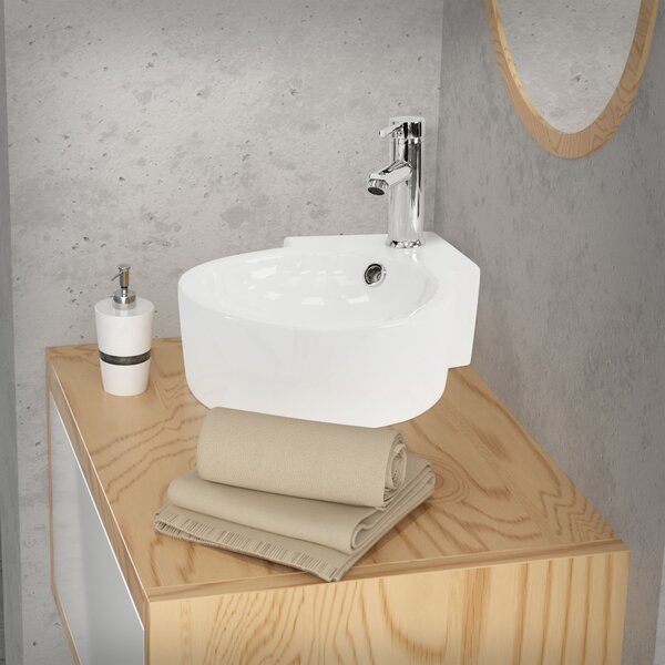 LuxeBath Lavabo Lavabo da appoggio, rotondo, 45x36x13 cm, bianco, Vetroceramica