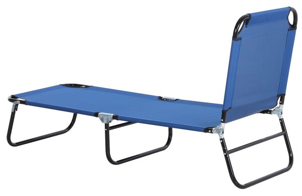 Lettino da Giardino con Schienale Regolabile in 5 Posizioni 188x56x28 cm in Acciaio e Tessuto Oxford Blu