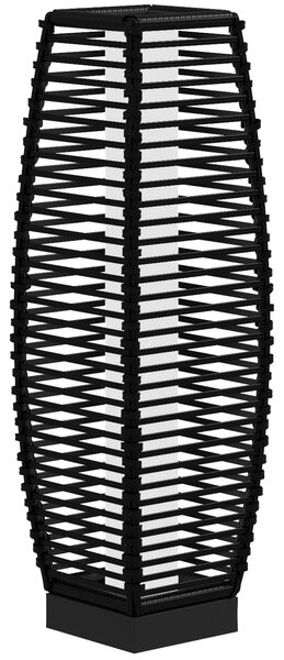 Lampada Solare da Giardino con Pannello di Ricarica 20x20x68 cm in Acciaio e Rattan Nero