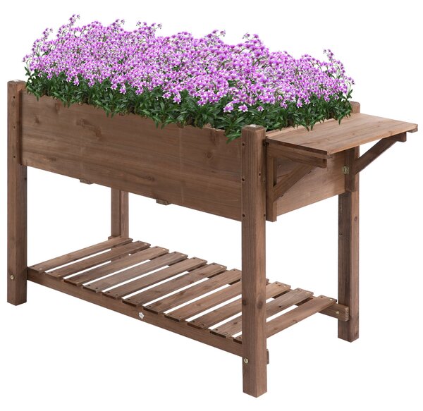 Letto per Orto Rialzato con Ripiano Pieghevole e Mensola Inferiore 123x54x74 cm in Legno Naturale