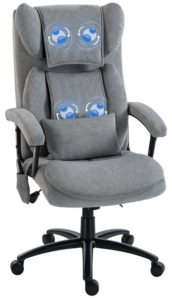 Sedia da ufficio ergonomica HOMCOM con funzione massaggio e oscillazione, supporto lombare, grigia