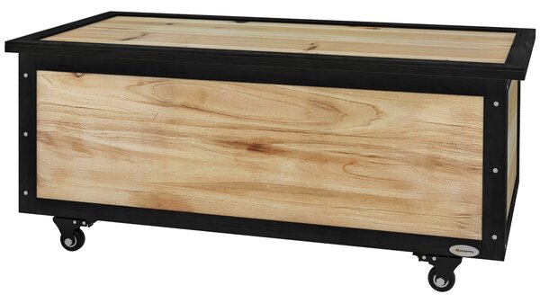 Panca Contenitore da 121L con 4 Rotelle e Maniglie 100x50x43 cm in Legno e Acciaio Colore Legno