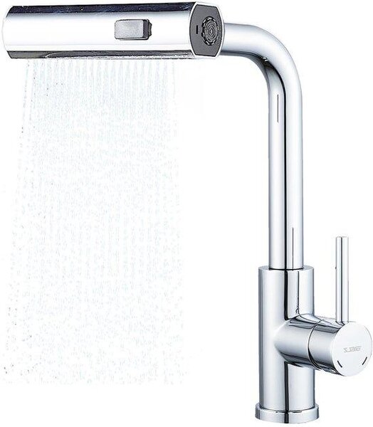 Rubinetto da cucina orientabile in acciaio inossidabile SUS304 con 3 modalità di getto, braccio girevole a 360°, miscelatore da cucina, antiruggine, cromato