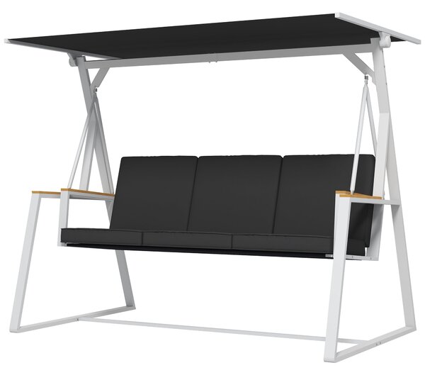 Panchina da Giardino 3 Posti con Tettuccio Inclinabile 205x130x175 cm in Acciaio Grigio Scuro