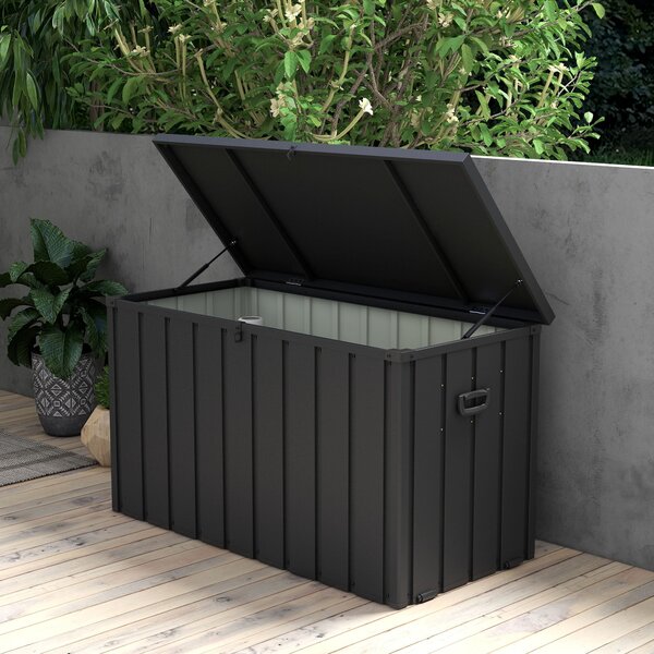 Panca Contenitore da 450L con 2 Rotelle e Maniglie 125,5x61,5x70 cm in Acciaio e PP Grigio Scuro