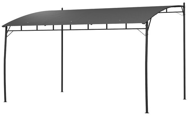 Pergola Gazebo con 3 Fori di Drenaggio 400x296x200/262 cm in Metallo e Poliestere Grigio Scuro