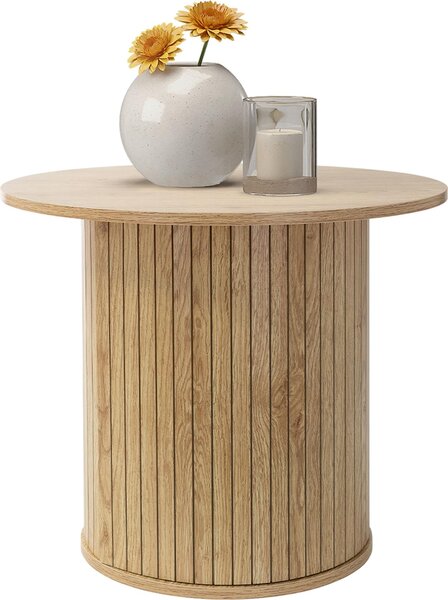 ML-Design tavolino rotondo Ø60x50 cm effetto legno marrone Tavolo da soggiorno con piano sporgente Tavolino Tavolino da salotto Tavolino da divano per tè, caffè