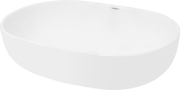 LuxeBath lavabo Lavabo da appoggio ovale, 60x42x14,5 cm, bianco, Vetroceramica