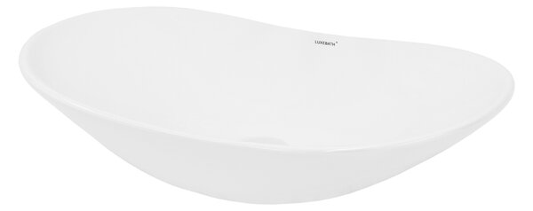 LuxeBath lavabo Lavabo da appoggio ovale, 64x36,5x13 cm, bianco, Vetroceramica