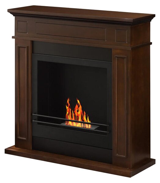 Jefferson - Camino a bioetanolo da terra in legno 89,5x28xH90,5 cm, colore marrone