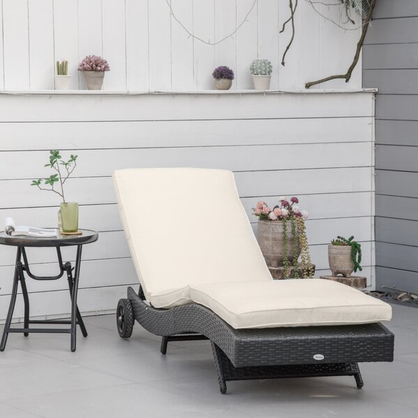 Lettino Prendisole da Giardino con Schienale Regolabile e Cuscino 207x70x70 cm in Rattan PE Nero