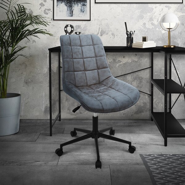 Sedia da ufficio ML-Design color antracite in ecopelle, struttura in metallo, imbottita, con schienale regolabile in altezza, girevole a 360°, ergonomica, ideale per l'home office