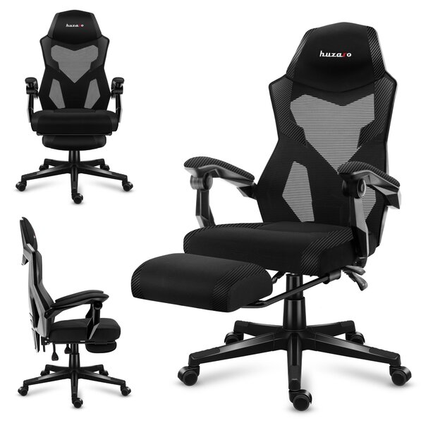 Huzaro Combat 3.1 Carbon - Sedia da gioco con FlexiBack inclinabile a 135°, poggiapiedi TitanPad, poggiatesta integrato, materiali traspiranti