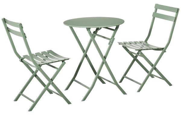 Set Tavolino e 2 Sedie Pieghevoli da Giardino Verde