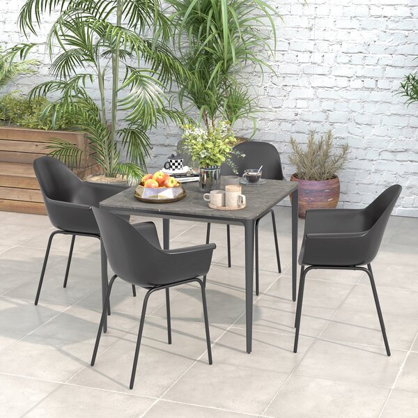 Set 4 Sedie Impilabili con Piedini Antiscivolo 59x55x84 cm in Plastica Nero