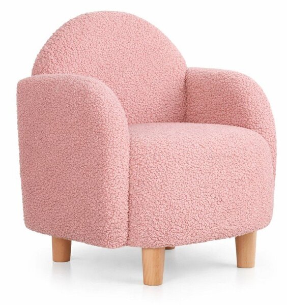 Poltrona per bambini rosa in tessuto bouclé Moylo - Artie