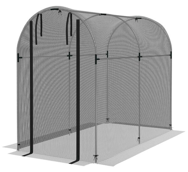 Serra a Tunnel per Piante con Rete e Porta a Cerniera 1,2x2,4x1,9m Nero