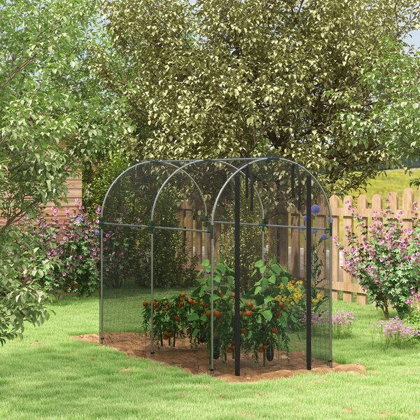 Serra a Tunnel per Piante con Rete e Porta a Cerniera 1,2x2,4x1,9m Nero