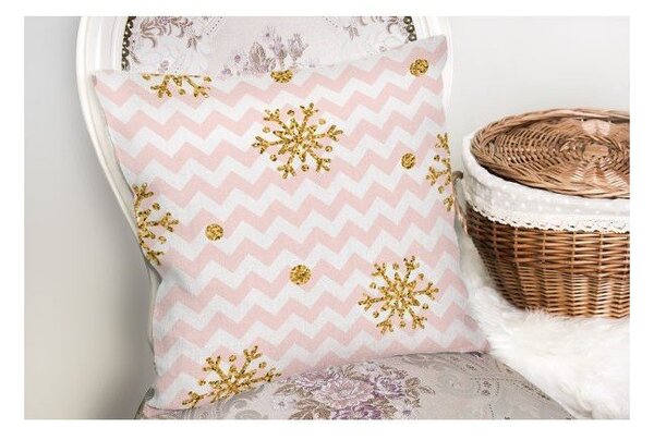 Federa natalizia Fiocchi di neve dorati, 42 x 42 cm - Minimalist Cushion Covers