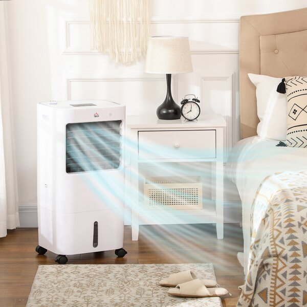Raffrescatore Evaporativo e Ventilatore con Ghiaccio 3 in 1 a 3 Velocità con Timer 32x37x74 cm Bianco