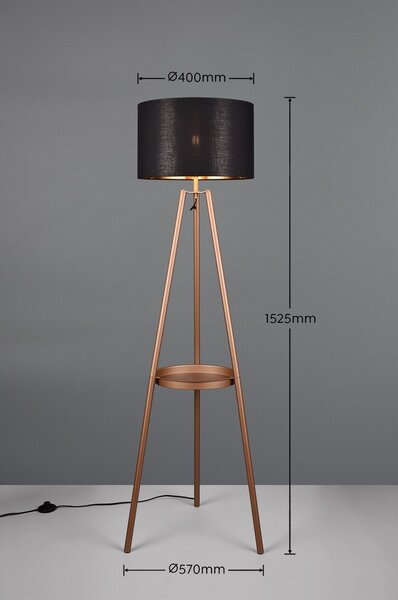Lampada da terra marrone con ripiano (altezza 152 cm) Colette - Reality