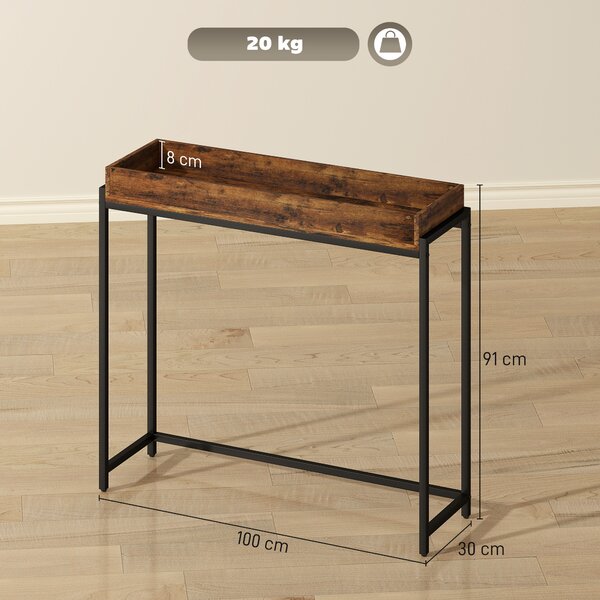 HOMCOM Consolle stretta 100×30×91 cm in metallo e pannello – Marrone rustico | Aosom Italy