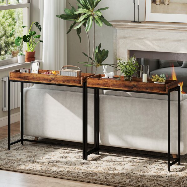 HOMCOM Consolle stretta 100×30×91 cm in metallo e pannello – Marrone rustico | Aosom Italy