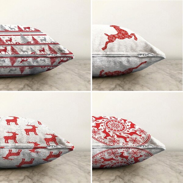 Set di 4 federe natalizie in ciniglia Renna, 55 x 55 cm - Minimalist Cushion Covers