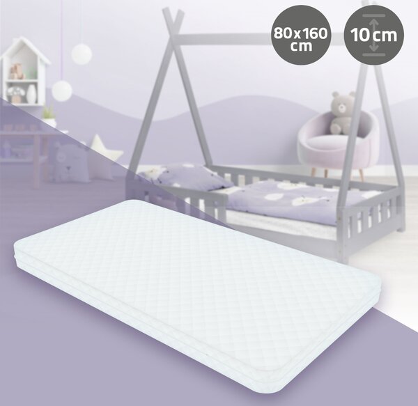 Materasso per bambini ML-Design 80x160x10 cm, per le sostanze nocive, Oeko-Tex 100, materasso per bambini con cerniera e rivestimento lavabile