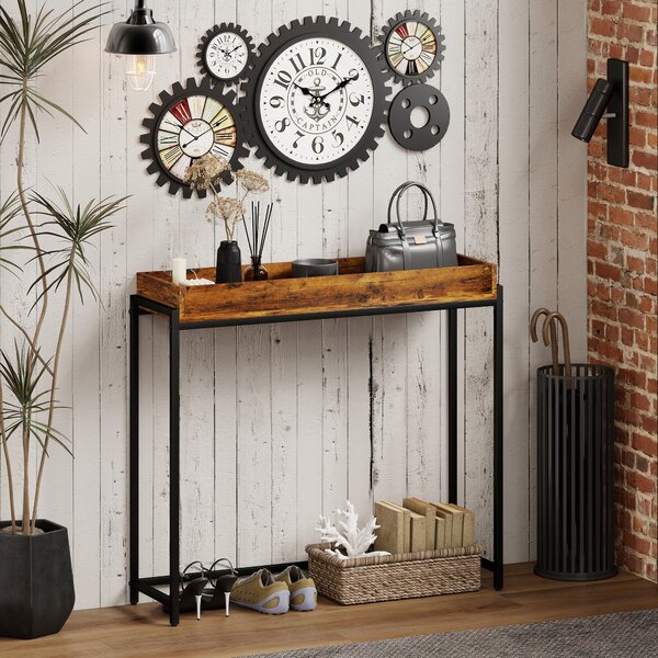HOMCOM Consolle stretta 100×30×91 cm in metallo e pannello – Marrone rustico | Aosom Italy