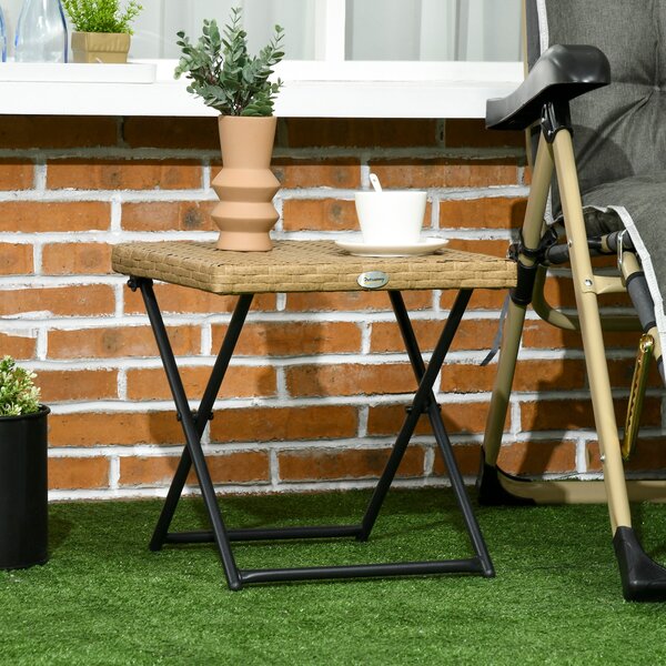 Tavolino da Giardino Pieghevole Salvaspazio 40x40x40 cm in Rattan Sintetico e Acciaio Colore Vimini