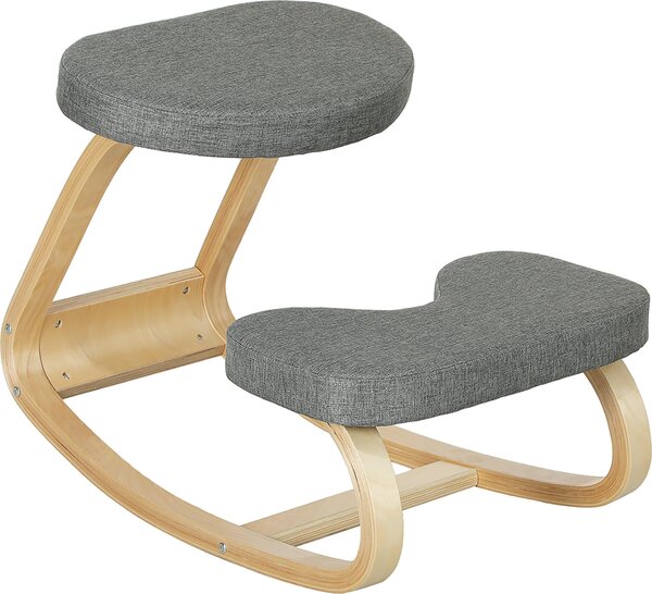 Sedia poggiapiedi HOMCOM, poggiapiedi ergonomico con aspetto simile al lino, base in legno di betulla