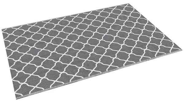 Tappeto per Esterno 182x274 cm Pieghevole e Reversibile in Polipropilene Grigio e Bianco