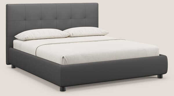 Minato letto imbottito contenitore con testata trapuntata in ecopelle
