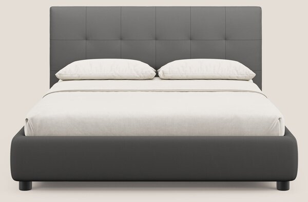 Minato letto imbottito contenitore con testata trapuntata in ecopelle