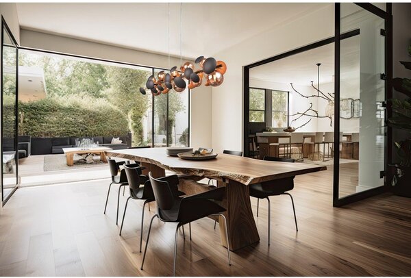 Lampada a sospensione con paralume in vetro grigio-oro Bubble - Trio Select