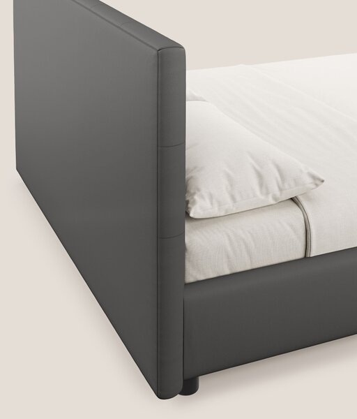 Minato letto imbottito contenitore con testata trapuntata in ecopelle